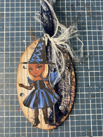 My Little Craftmate Enchantress Journaling Tag #4, mixed-media chipboard tag with lined journaling back